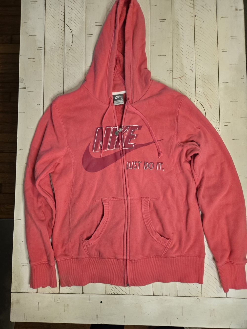 Nike Just Do It Zip Up Hoodie Pink Coral Size L